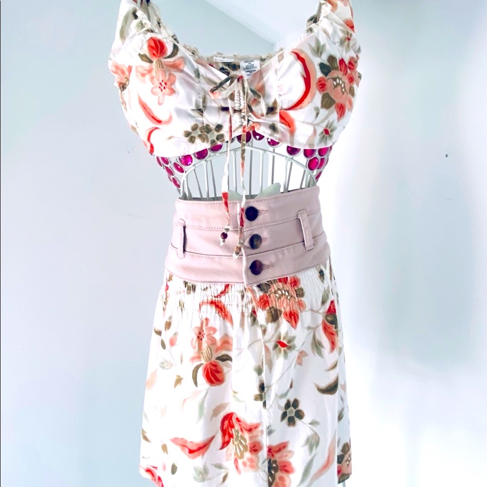 Top & skirt set cream & mauve floral 
Refashioned   size M.